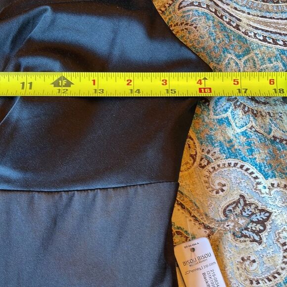 Bisou Bisou Black Satin Wiggle Cocktail Dress Beaded Strap 2000s Dead Stock - Picture 9 of 12